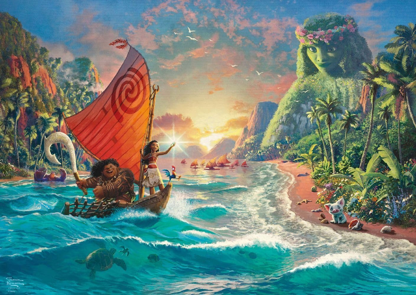 Schmidt Spiele 58030 Thomas Kinkade, Disney, Vaiana, Moana, puzzel 1000 stukjes, normaal, zwart, wit Puzzel Naty Shop