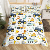 Jungen Cartoon Autobeddengoedset 135X200,Kinder Bau Fahrzeuge Tröster Abdeckung Für Kind Kleinkind Teens,Dinosaurier Bettbezug,Traktor Maschinerie Bagger Bettdecke Abdeckung,Lkw Autos Bettdecke Naty Shop