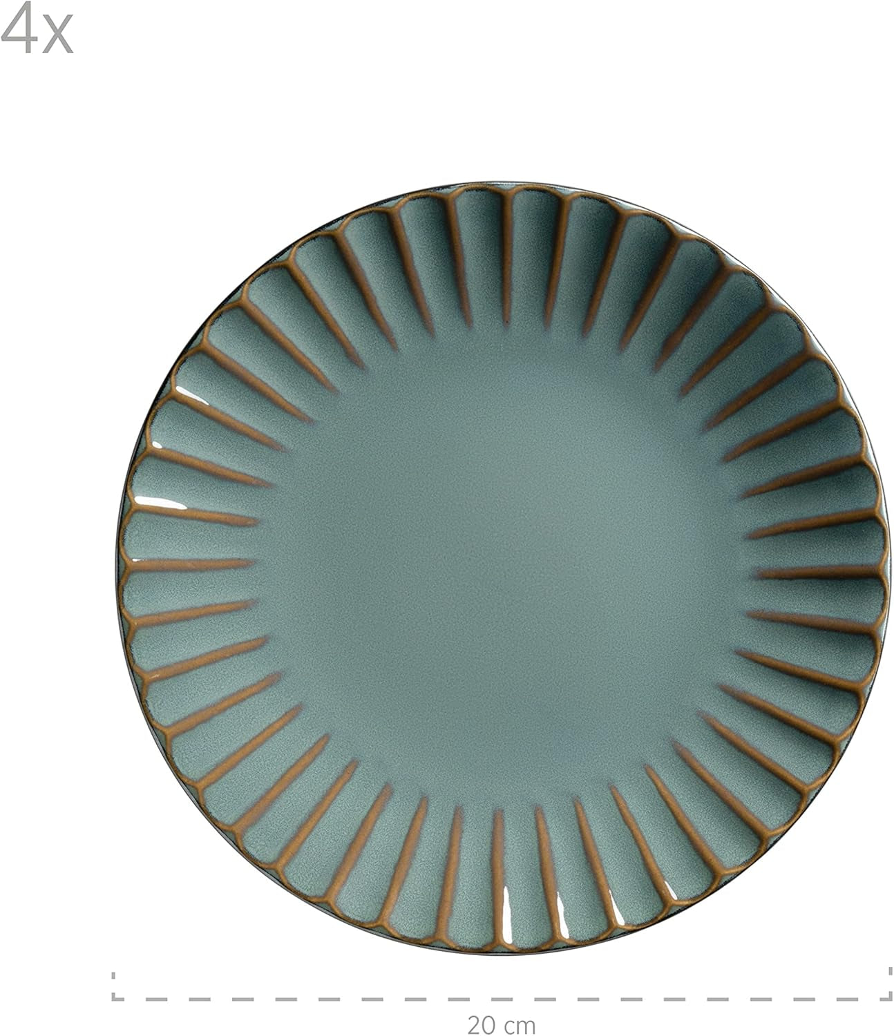 MÄSER 931964 Confino-serie serviesset voor 4 personen, moderne vintage look, keramische comboset, 20-delig, benzinekleur met zwarte accenten, tegel