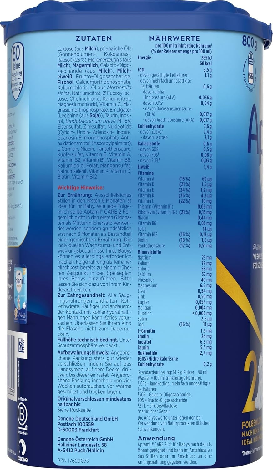 Aptamil Care 2 – Ook geschikt voor baby's geboren via een keizersnede – 1 x 800 g
