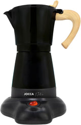 Jocca Italiaans elektrisch koffiezetapparaat Aluminium 6-kops draagbaar handmatig koffiezetapparaat met houten handvat Zwarte mokka-stijl
