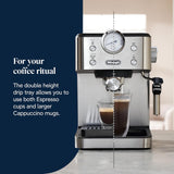 De'Longhi Classic EM450.M portafilter espressomachine met professionele melkopschuimer, volledig metalen behuizing, 15 bar, watertank 1,7 l, RVS/metaal