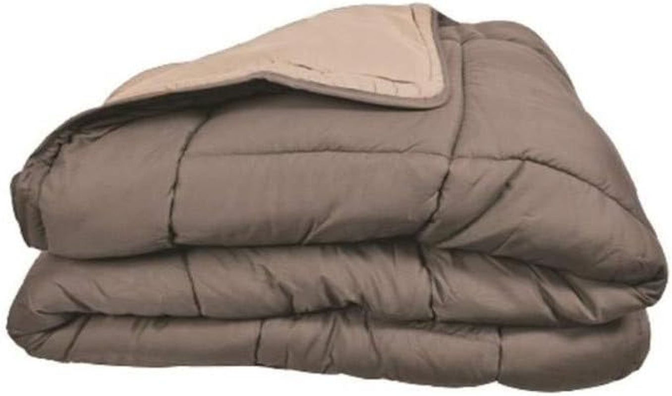 Poyet Motte Wasbaar dekbed met vaste hoes - 140X200 Cm - Petrolblauw/mastiekbeige Dekbedden en dekbedden Naty Shop Taupe/lin 200X200X1 Cm
