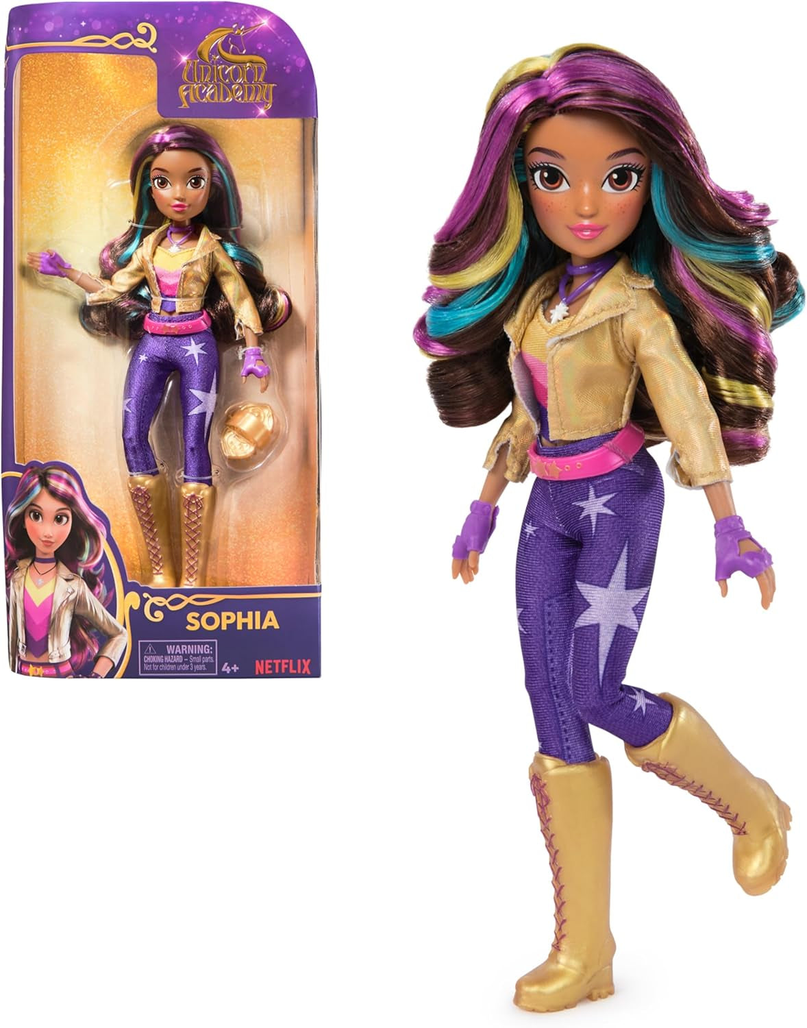 Unicorn Academy Deluxe Masked Ball Sophia - pop van 24 cm uit de populaire Netflix-serie met 2 outfits, klassiek aankleden en rollenspel, vanaf 4 jaar Naty Shop Dolls Sophia pop aankleden