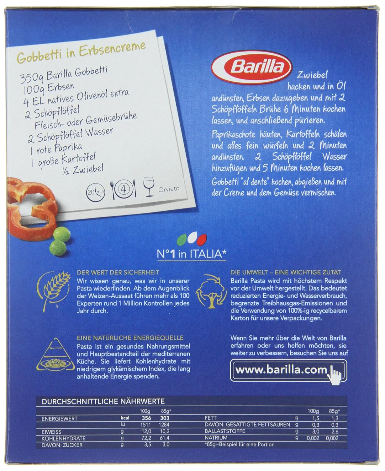 Pasta Barilla Klassiek Gobbetti nr. 51 van durumtarwe, altijd beetgaar (1 x 500 g)
