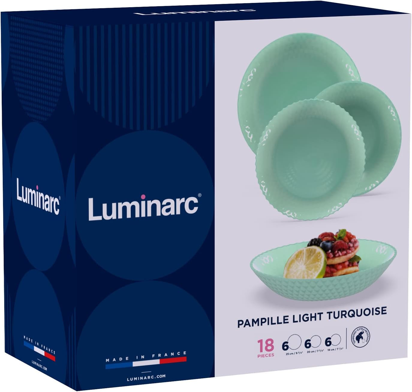 Pampille Turquoise Opal serviesset, 18-delig - 6 personen, turkoois