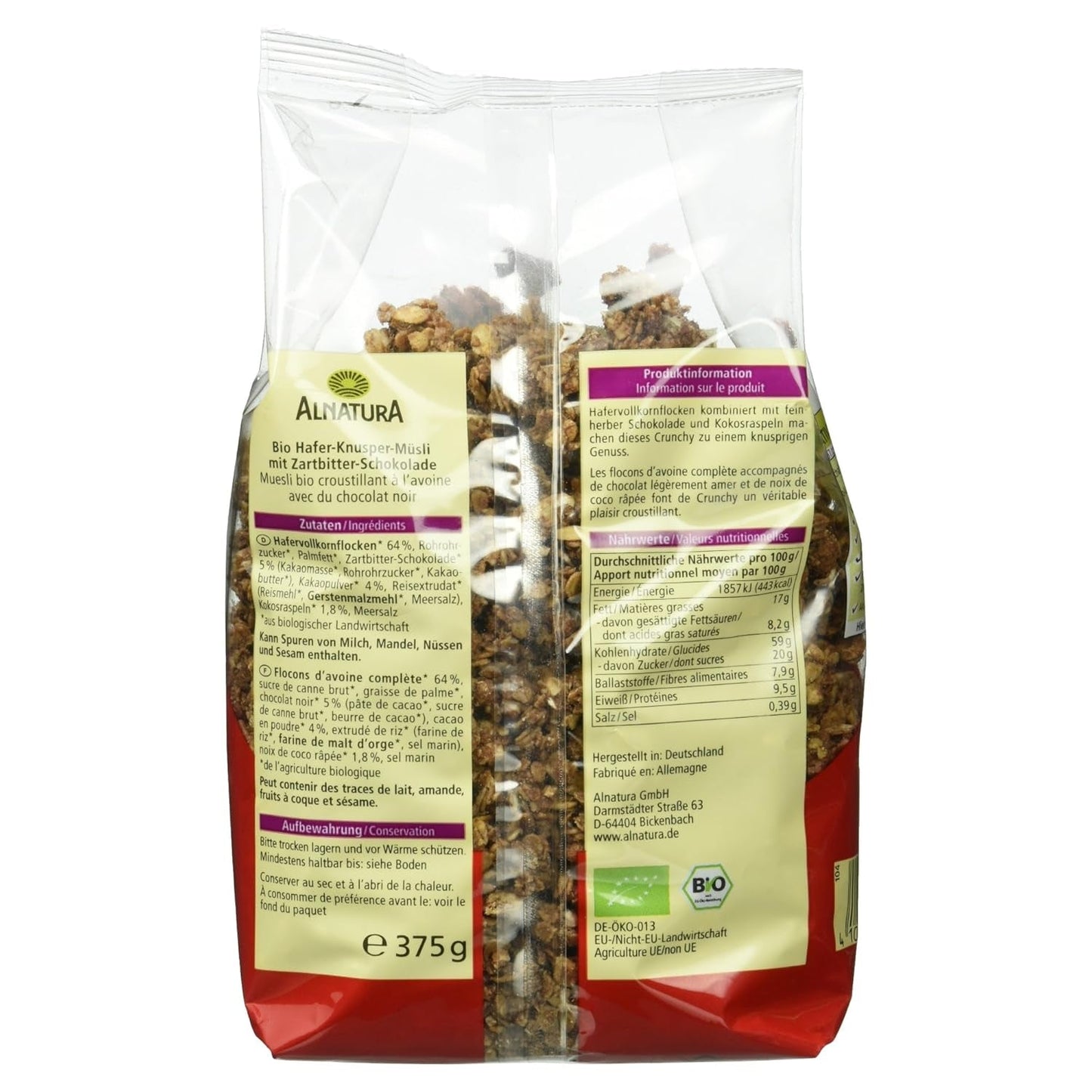 Krokante haverkoekjes met biologische chocolade, 375g