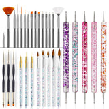 31 Stück Professionelle Nagel Pinsel Set, Dual-Ended Nagelpinsel, Pinsel Für Gelnägel, Acryl Nail Art Pen, Nail Art Dotting Tools, Nagelborstel voor DIY Nagelkunst Salon Design