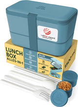 Umami lunchbox voor volwassenen, lekvrije stapelbare bentobox met 4 bestek en vakken, lunchbox voor volwassenen, saladecontainer voor onderweg, picknick-/kantoorlunchbox, houtskoolgrijs, 1500 ml