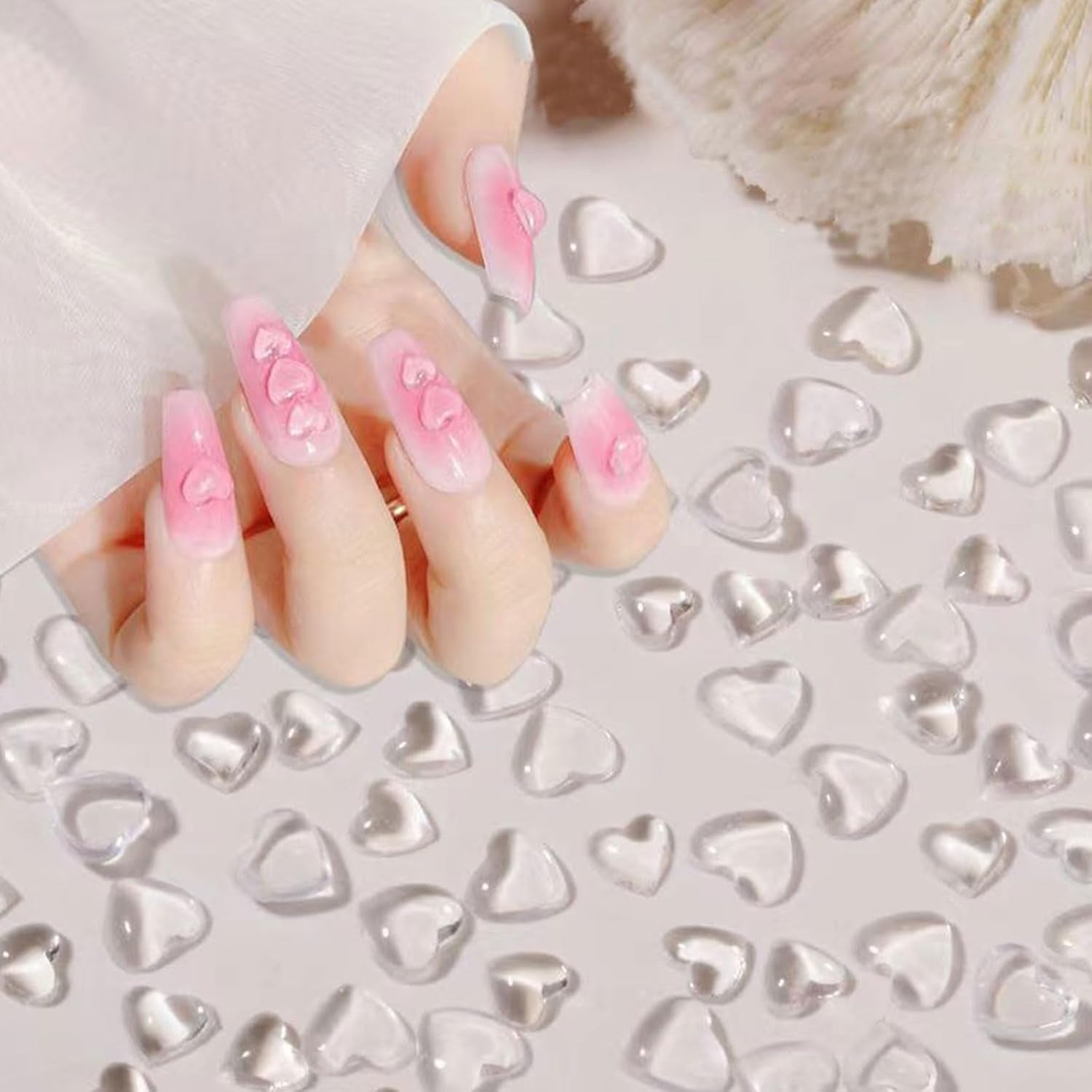 3D Heart Nail Art Charms,320 Stück Niedliche Klar Acryl Herz Nail Charms, Flatback Heart Nagel Strasssteine ​​4Mm 6Mm 8Mm Harz Nagelkunst Decoraties voor Frauen Mädchen DIY Maniküre Zubehör(4Mm 6Mm 8Mm)