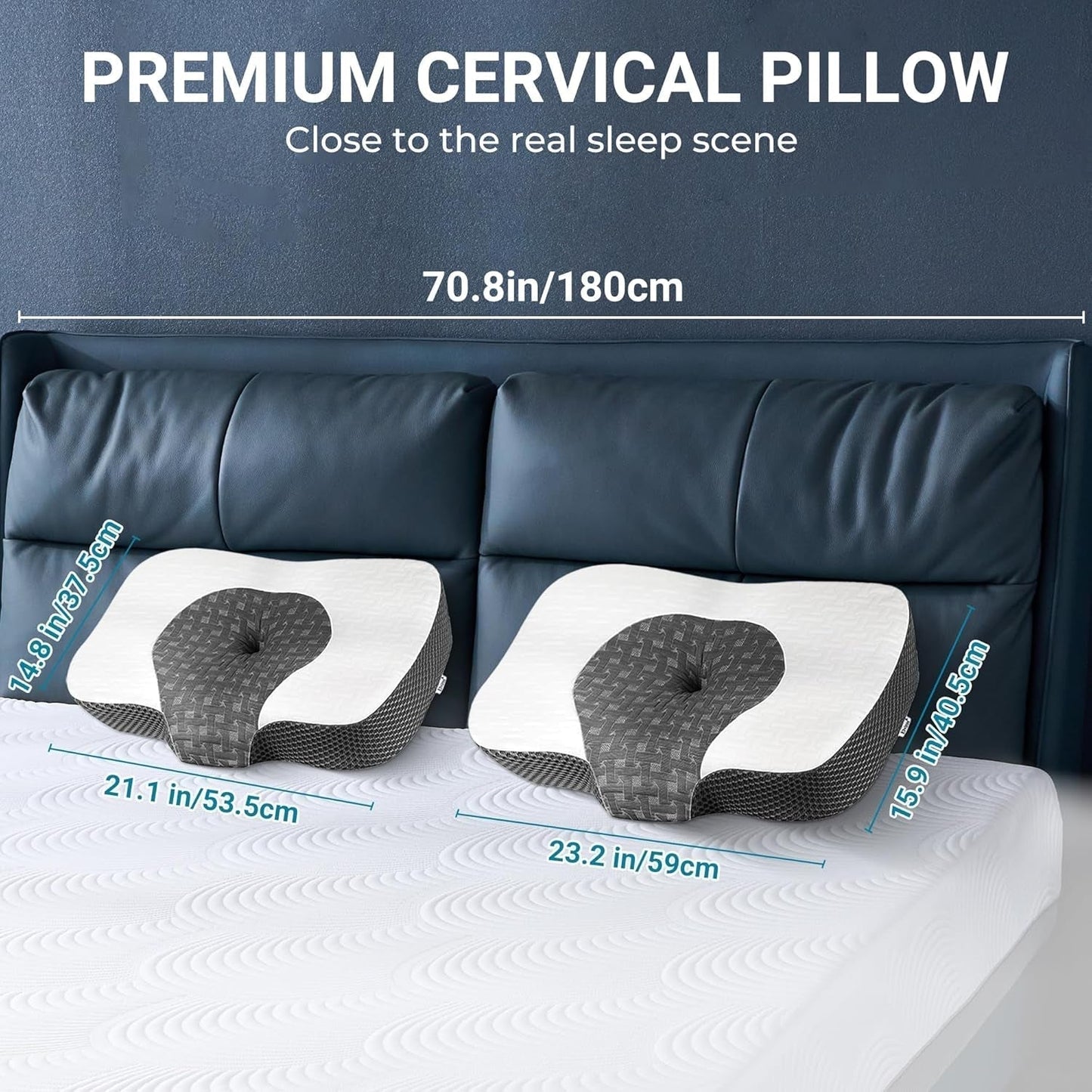 Elviros Memory Foam Orthopedisch kussen Nekpijnkussen Slaapkussen Ergonomisch nekkussen Neksteunkussen Anti-snurkkussen voor zijslapers Buikslapers Witte cervicale orthopedische kussens Naty Shop