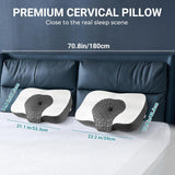 Elviros Memory Foam Orthopedisch kussen Nekpijnkussen Slaapkussen Ergonomisch nekkussen Neksteunkussen Anti-snurkkussen voor zijslapers Buikslapers Witte cervicale orthopedische kussens Naty Shop