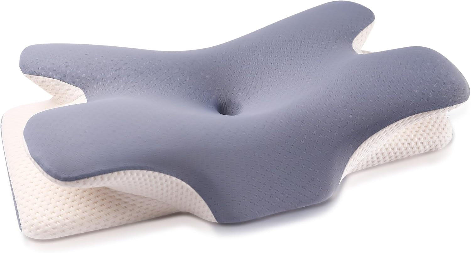 MULISOFT traagschuimkussen, comfortabel hoofdkussen, neksteunkussen, ergonomisch zijslaapkussen (grijs) Cervicale orthopedische kussens Naty Shop blauw