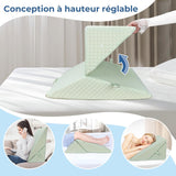 INFANZIA wigkussen voor bed, hoekkussen, driehoekig kussen, opvouwbaar, traagschuim, slaapapneu, zure reflux, beenhoogte, lezen, groen