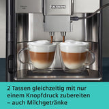 Automatische espressomachine Siemens EQ.6 plus s700 TE657503DE, voor vele koffiespecialiteiten, melkopschuimer, keramische molen, dubbele koffiefunctie, antikalk, automatische stoomreiniging, 1500 W, RVS