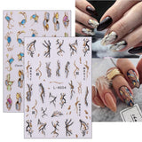 Jmeowio JMEOWIO Nagelsticker Marmor Französische Spitze 10 Blatt Nail Art Sticker Selbstklebend Nagelaufkleber Bunt Decoratie Nageldesign Zubehör