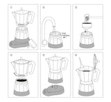 Cilio Classico espressomachine voor 6 kopjes | elektrisch 480W | Ø 11,5 cm Hoogte: 25 cm | aluminium | rood | geïntegreerde kookplaat | met warmteopslagfunctie en reduceerfilter | voor reizen of kamperen