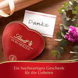 Lindt Chocolade vanuit het hart | 30 gram | 6 pralines in Marc de Champagne, Coeur à l'Orange, Krokante Melkchocolade, Oranje Marsepein in een mooi hartvormig doosje | Geschenk van chocolade | Chocolade cadeau