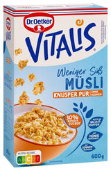 Dr. Oetker Vitalis Less Sweet Crunchy Pure: Krokante muesli met 30% minder suiker, verpakking van 5 (5 x 600 g)
