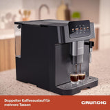 GRUNDIG KVA 6230 volautomatische espressomachine met melkopschuimer, roestvrijstalen molen met 13 maalstanden, bonenreservoir 250 g, afneembaar waterreservoir 2 liter, pompdruk 19 bar, touch display, zwart
