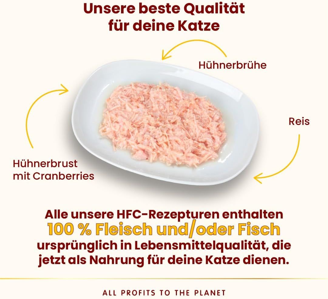 Almo Nature HFC Urinary Help - Nassfutter für Katzen - Unterstützung für die Harnwege - Hühnerbrust & Cranberries - Menselijke kwaliteit, monoproteïne, glutenvrij - 24x50g