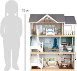 Small Foot houten poppenhuis met open voorkant van 3 verdiepingen en 12 meubelstukken voor kinderen vanaf 3 jaar 11802 Witgrijs