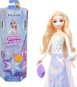 Mattel Disney The Ice Queen Elsa Fashion Doll Set, Spin & Reveal met 11 verrassingen, waaronder 5 accessoires, 5 stickers en een speelscène, geïnspireerd op de Disney-film, HTG25 Naty Shop Dolls Elsa Doll