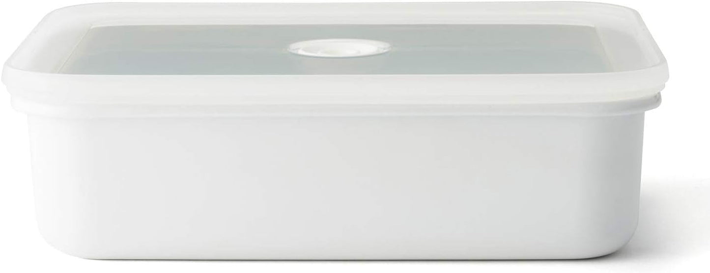 Geëmailleerd vacuüm-voedselbewaarblik | XL| 1,85L | 23,5 x 17,5 x 7 cm | houdt voedsel veel langer vers | beschermt voedsel tegen bacteriën en schimmels | zonder vacuümpomp Voedselbewaardozen Naty Shop Flat Xl