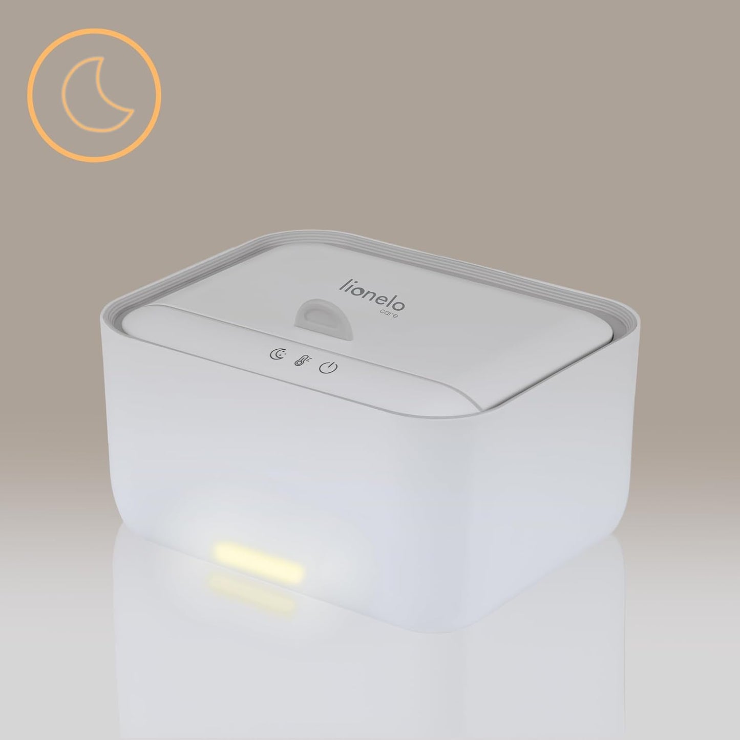 Lionelo BABYBLISS 20W Warmer voor vochtige doekjes en kleine handdoekjes, 20W voor baby's, ingebouwd nachtlampje, 3 warmtestanden, touchpanel, houdt de doekjes vochtig