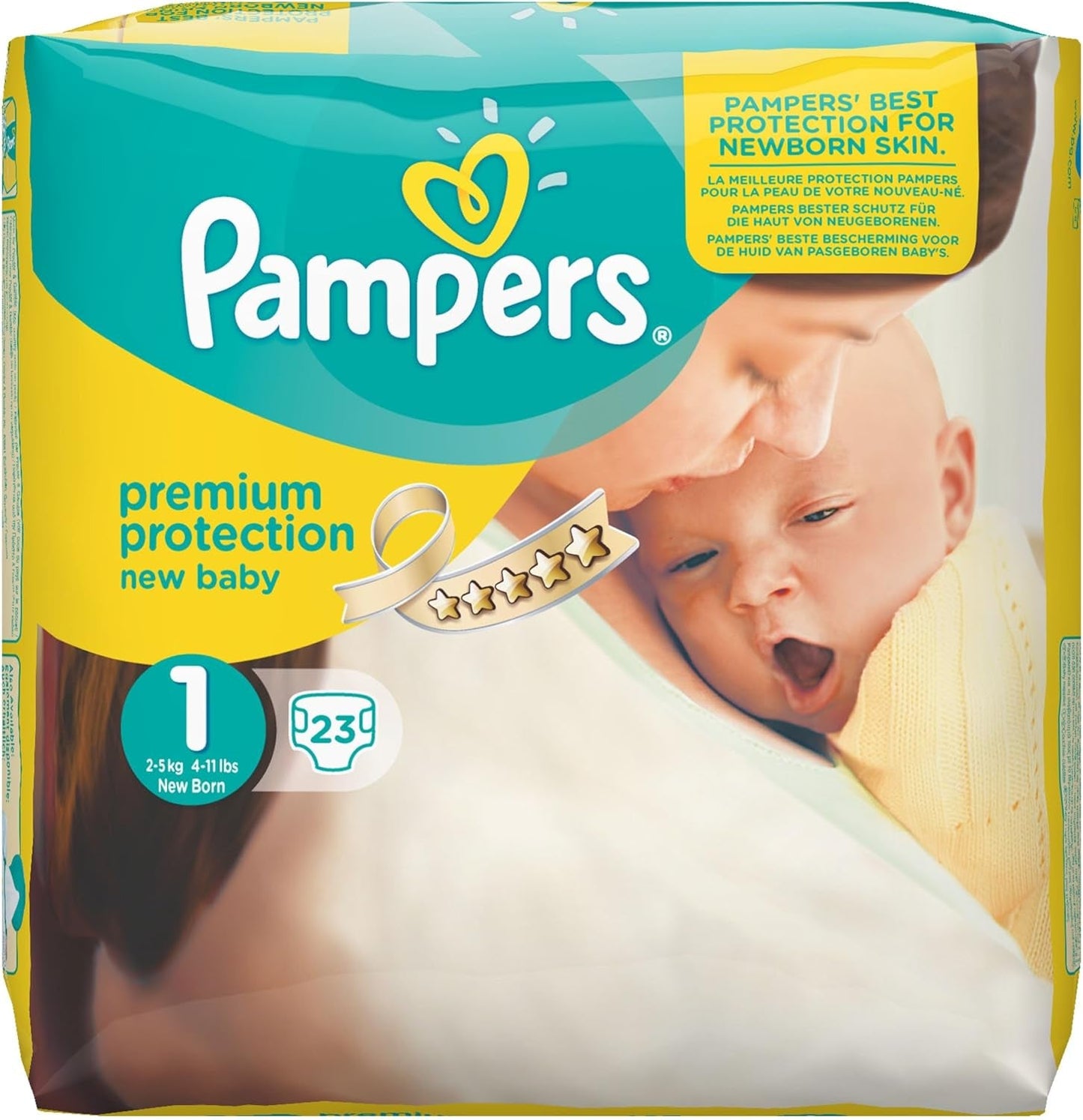 Pampers New Baby maat 1 Newborn 2-5 kg ​​Transportverpakking, verpakking van 4 (4 x 23 stuks)