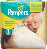 Pampers New Baby maat 1 Newborn 2-5 kg ​​Transportverpakking, verpakking van 4 (4 x 23 stuks)