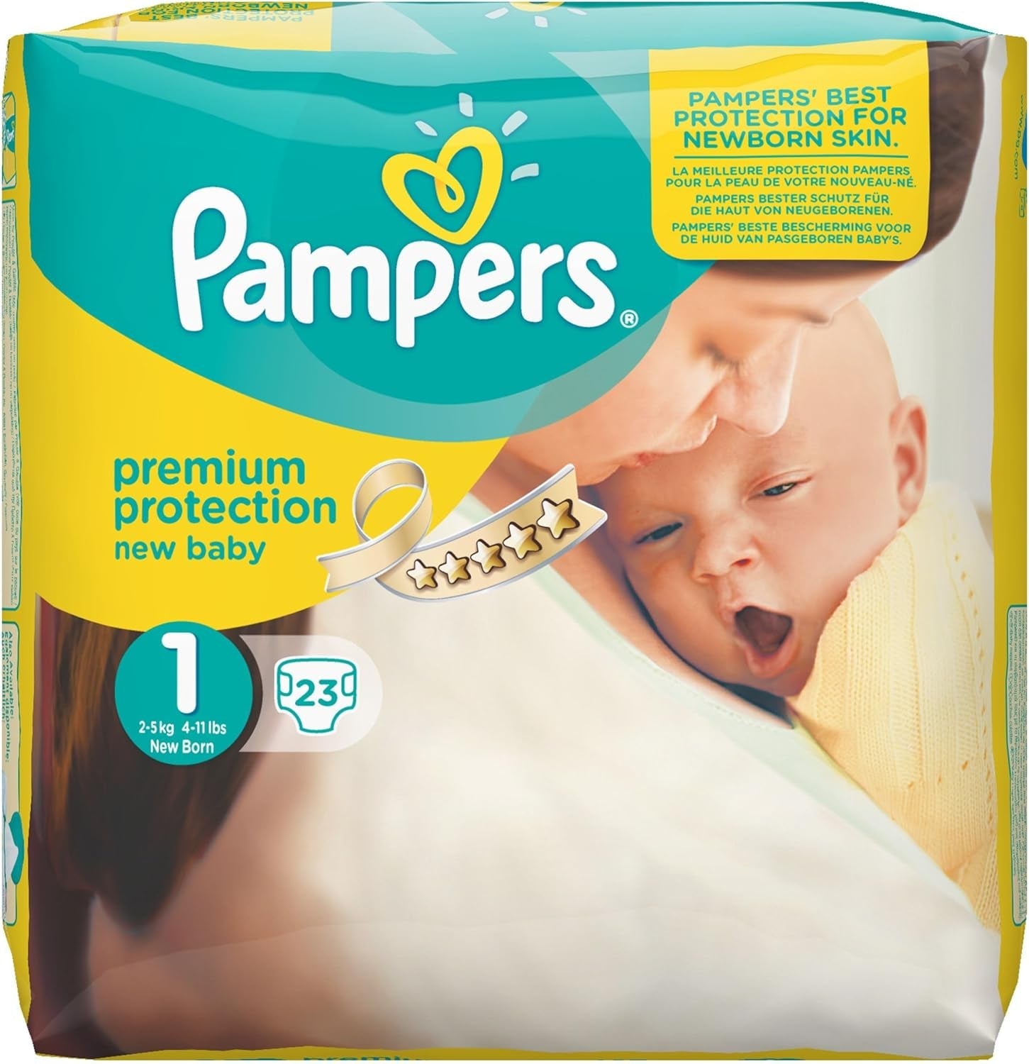 Pampers New Baby maat 1 Newborn 2-5 kg ​​Transportverpakking, verpakking van 4 (4 x 23 stuks)