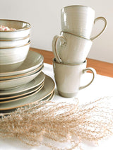 MÄSER 931371 Nottingham Vintage Series serviesset voor 4 personen, 8-delig servies, dinerborden en dinerborden, onregelmatige ronde retro-look, steengoed, beige