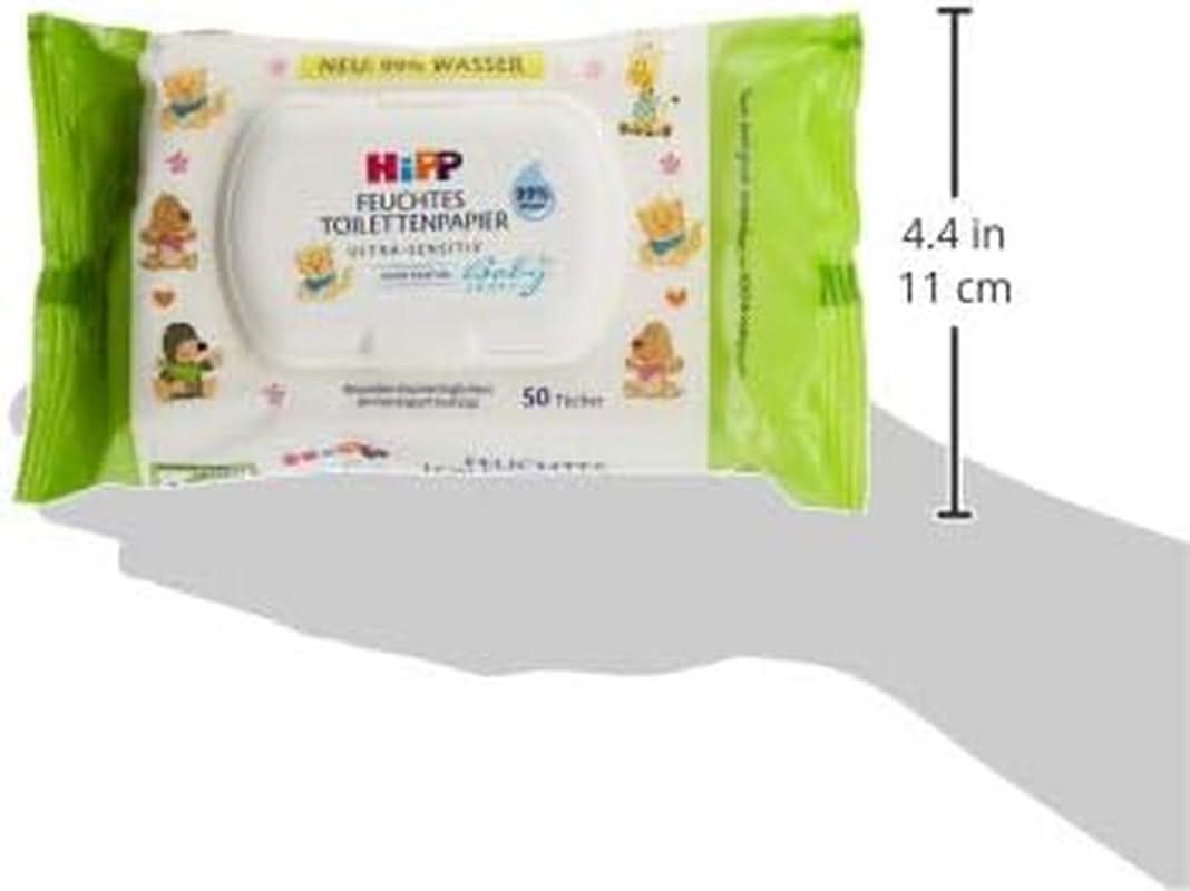Hipp Babysanft Feuchtes Kinder Toilettenpapier, 6Er-pakket (6 X 50 Stück) Naty Shop