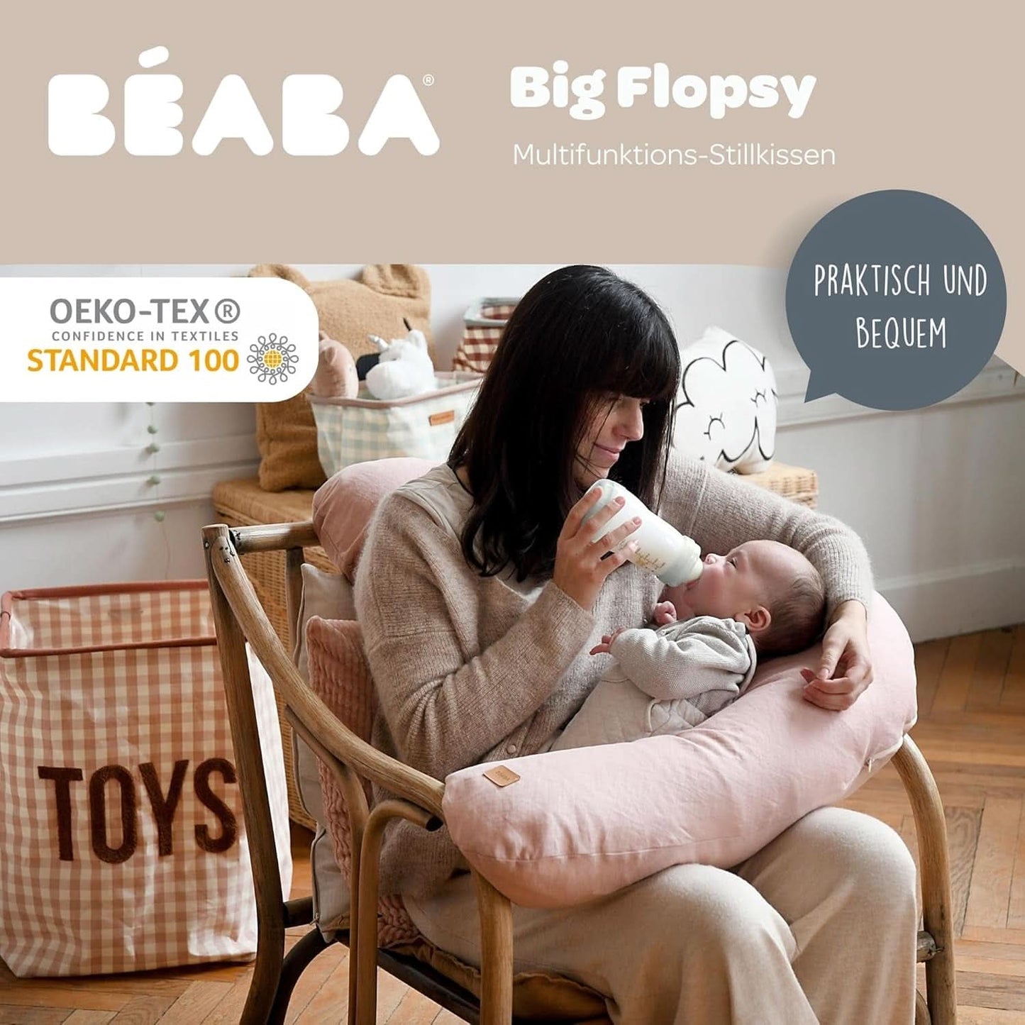BÉABA, Big Flopsy, multifunctioneel kussen voor borstvoeding Accessoires Voeding en borstvoeding Bebe Naty Shop