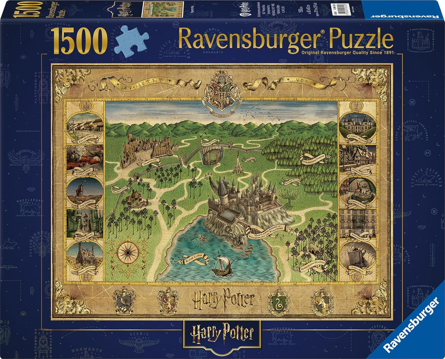 Ravensburger puzzel 12000720 - kaart van Zweinstein - puzzel van 1500 stukjes voor volwassenen en kinderen vanaf 14 jaar Harry Potter fan merchandise puzzel Naty Shop