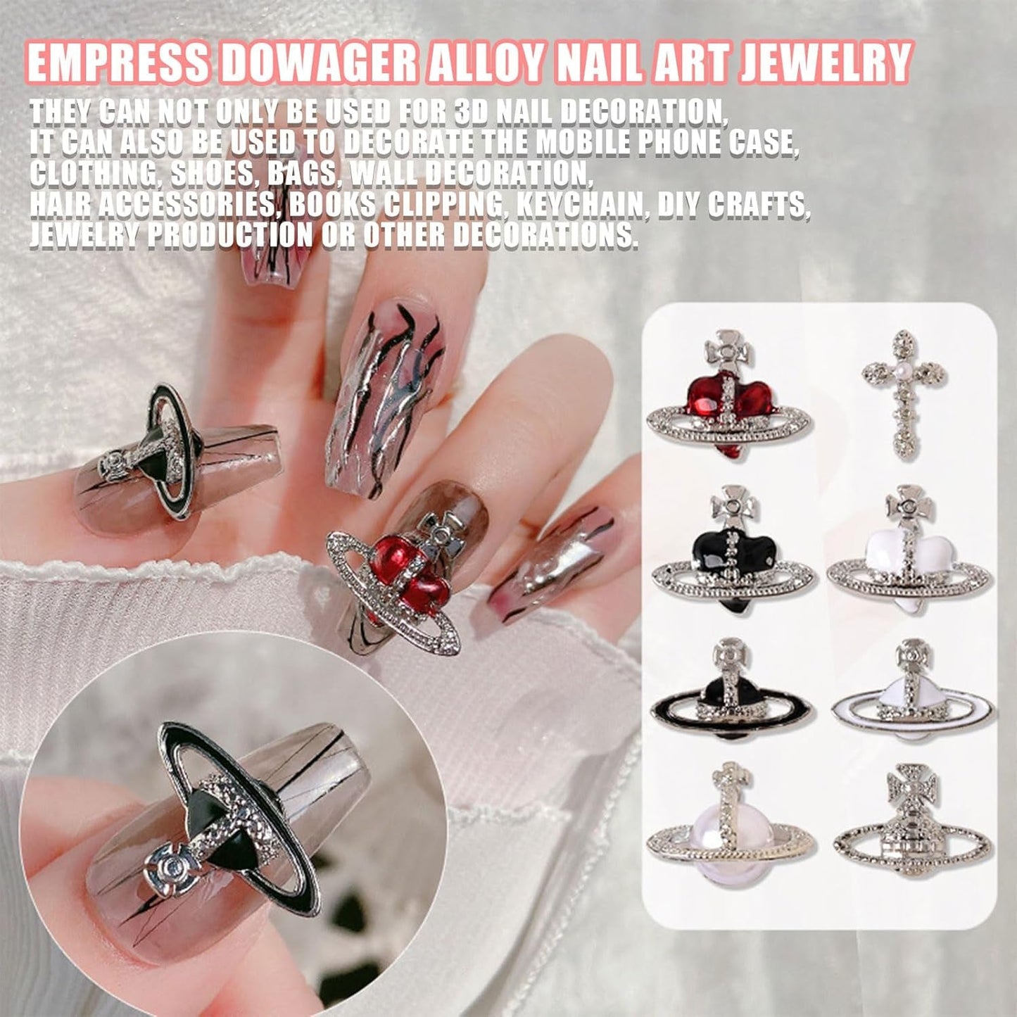Planet Nail Art Charms, 32 Stück Saturn Shape Nagel Edelsteine ​​​​Für Acrylnägel, Glänzender Nagel Strasssteines Mädchen Nail Art DIY Handwerk Decoratie Zubehör