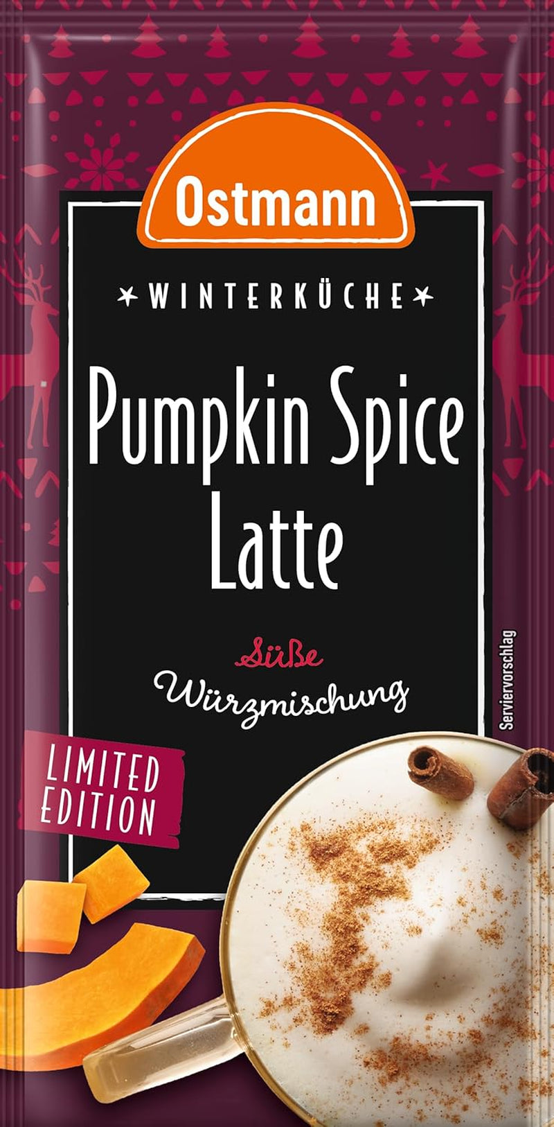 Ostmann Gewürze – Pumpkin Spice Latte Würzmischung, zum Einrühren in Milch met Kaffee of Espresso, met Kürbispulver, 16 g in Beutel (Verpackungsdesign kan abweichen)