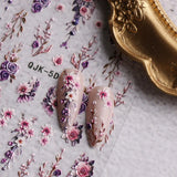 JMEOWIO 3D Nagelsticker Blumen Nail Art Sticker Selbstklebend Nagelaufkleber 5D Stereoskopisch Frühling Zomer Decoratie Nageldesign Zubehör 4 Blatt