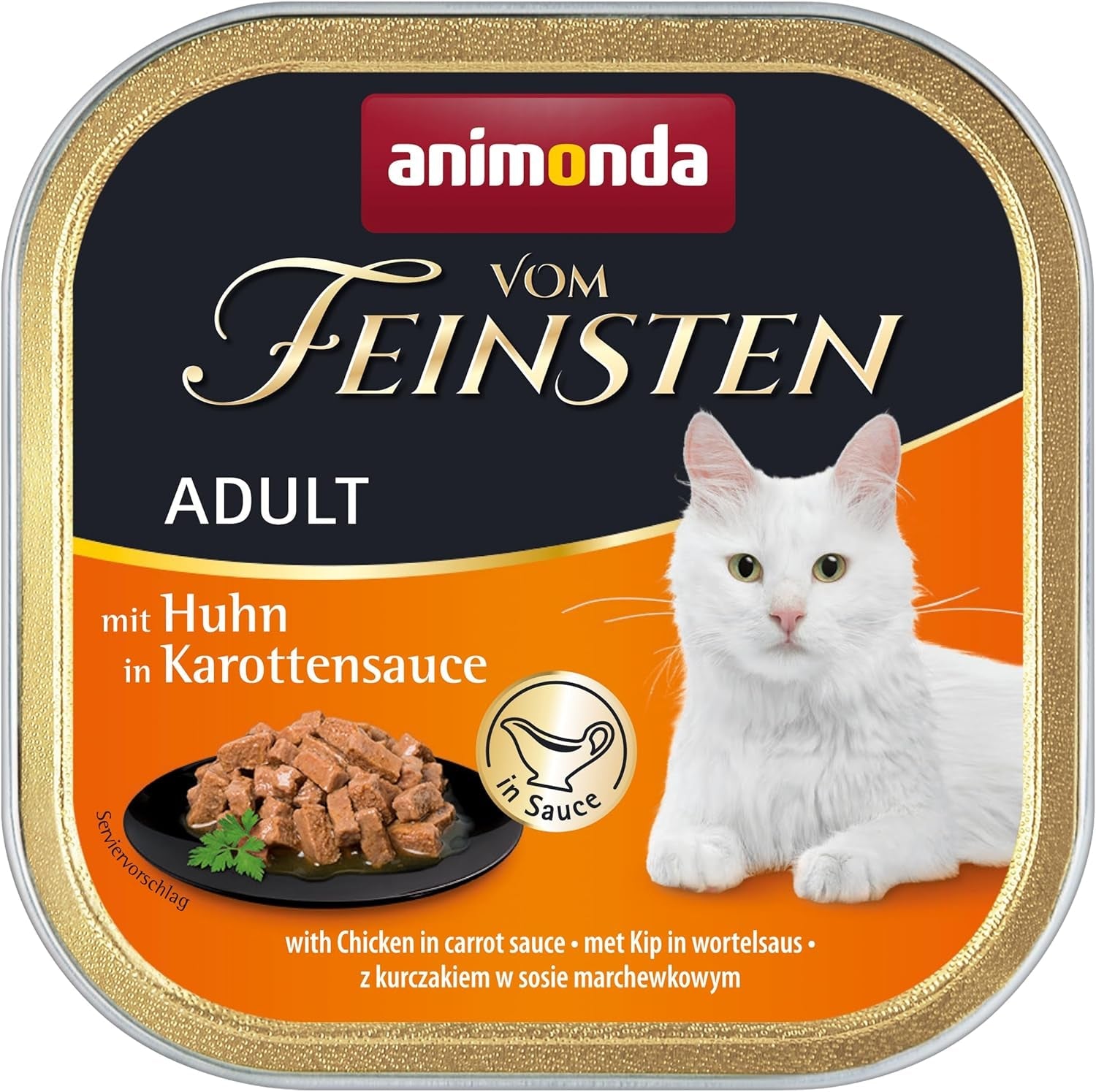 Animonda vom Feinsten nat kattenvoer met kip in wortelsaus (6 x 100 g), graanvrij, suikervrij nat kattenvoer met verse en vlezige ingrediënten