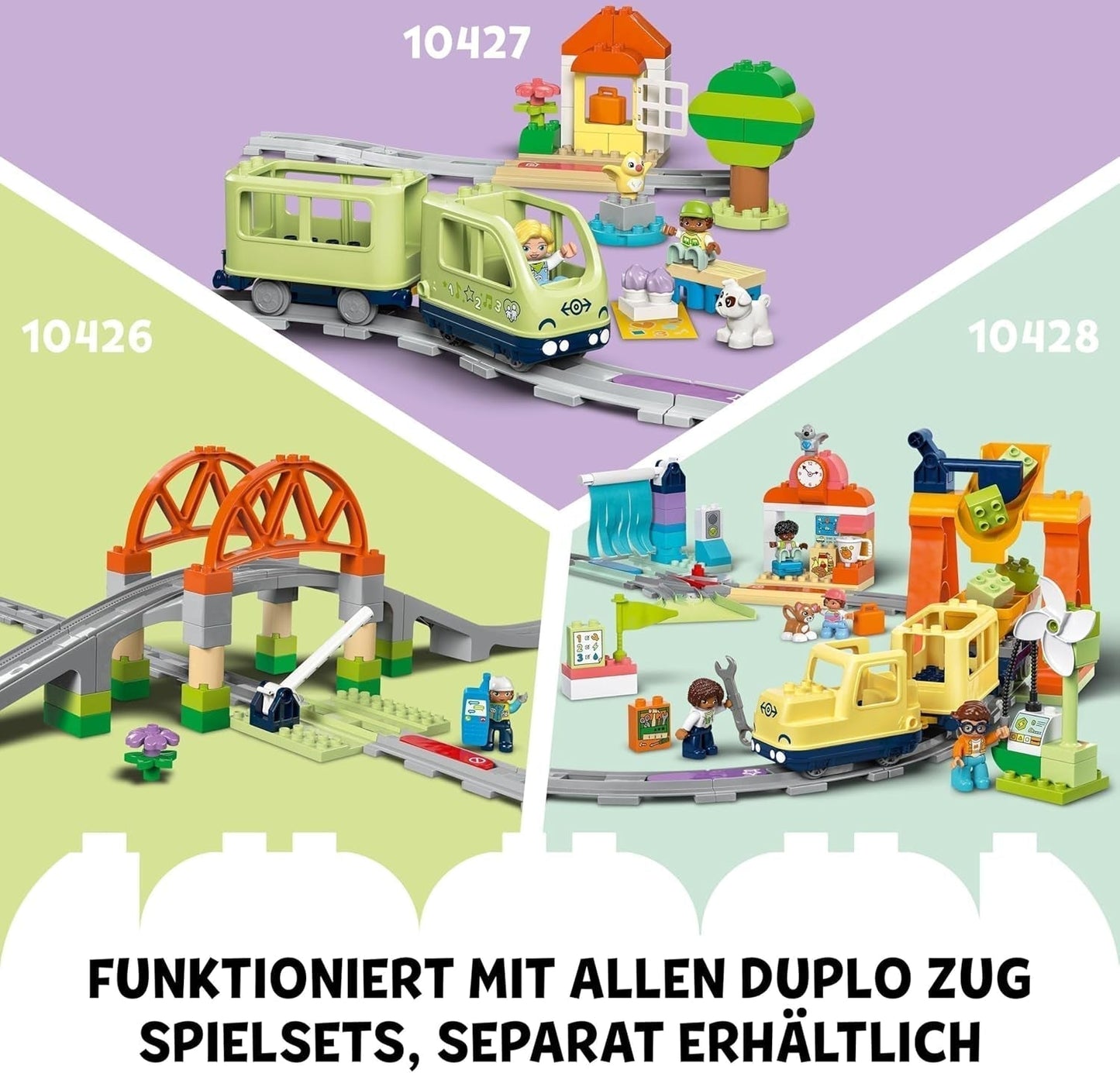 LEGO DUPLO Grote interactieve spoorbaan, bouwspeelgoed voor peuters vanaf 3 jaar, Push & Go-locomotief met licht en geluid, baanonderdelen, educatief speelgoed voor kleuters 10428 Bouwsets Beuche bij LEGO-Store
