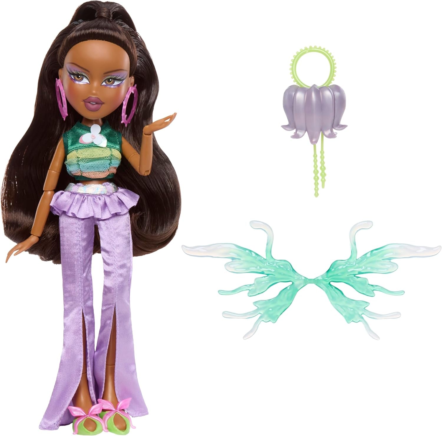 Bratz Fashion Pixiez Sasha Doll - Fantastische verzamelpop met echte mode en accessoires, vleugels die in een ring veranderen