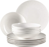 MÄSER 931461 Dalia Servies voor 6 personen van hoogwaardig hotelporselein, wit, 12-delige bordenset in vintage design, duurzaam porselein