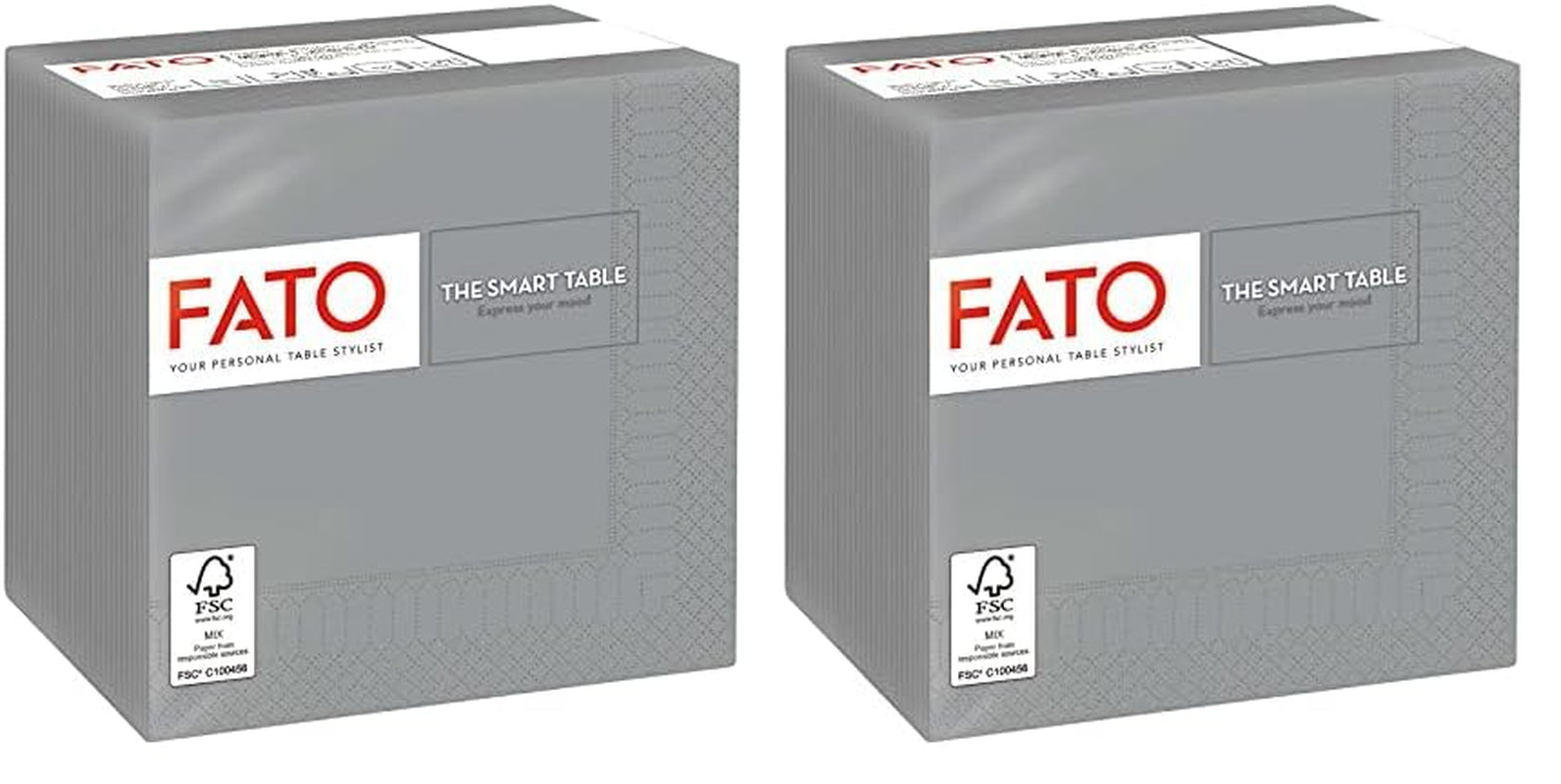 - Papieren wegwerpservetten, Ideaal voor hapjes en cocktails, Verpakking van 100 servetten, Afmeting 24X24, 4 keer gevouwen, 2 lagen, Grijze kleur, 100% puur cellulosepapier, Fsc-certificaat