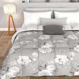 PETTI Artigiani Italiani - Winterquilt, Winterquilt, Eenvoudige quilt, Dubbelzijdig, Monocolor en digitaal printen, 100% anti-allergische microvezel, Made in Italy Quilts en quilts Naty Shop Flowers 21 Grijs 160 X 190 Cm