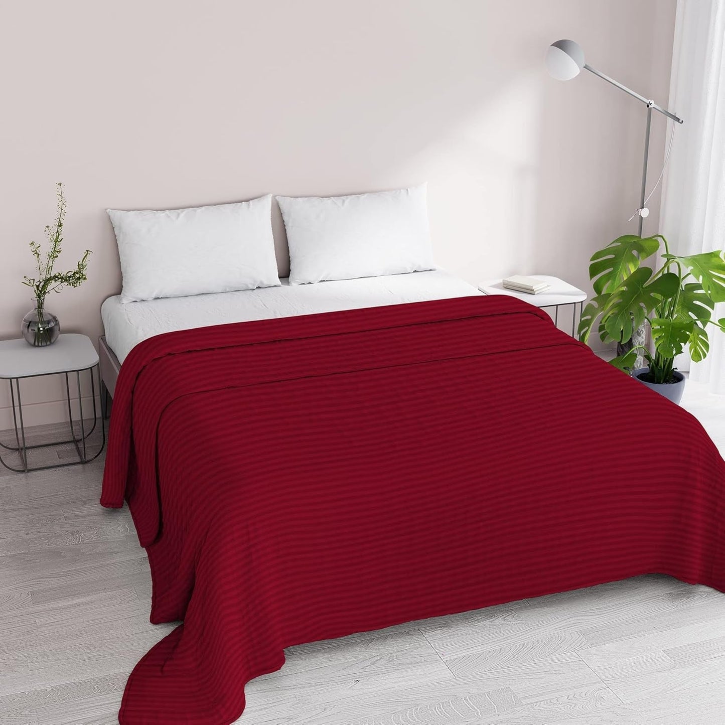 Zomerdekbed Satijn Strepen, polyester, crème, 260X250 Cm Dekbedden en dekbedden Naty Shop Bordeaux 260X250 Cm