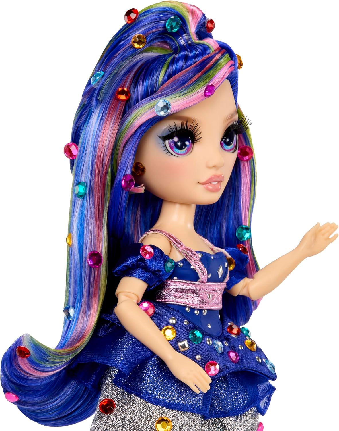Rainbow High Be Dazzling - Genevieve Bleue - Blauwe modepop van 28 cm met versieringstool, fonkelende edelstenen en stylingaccessoires
