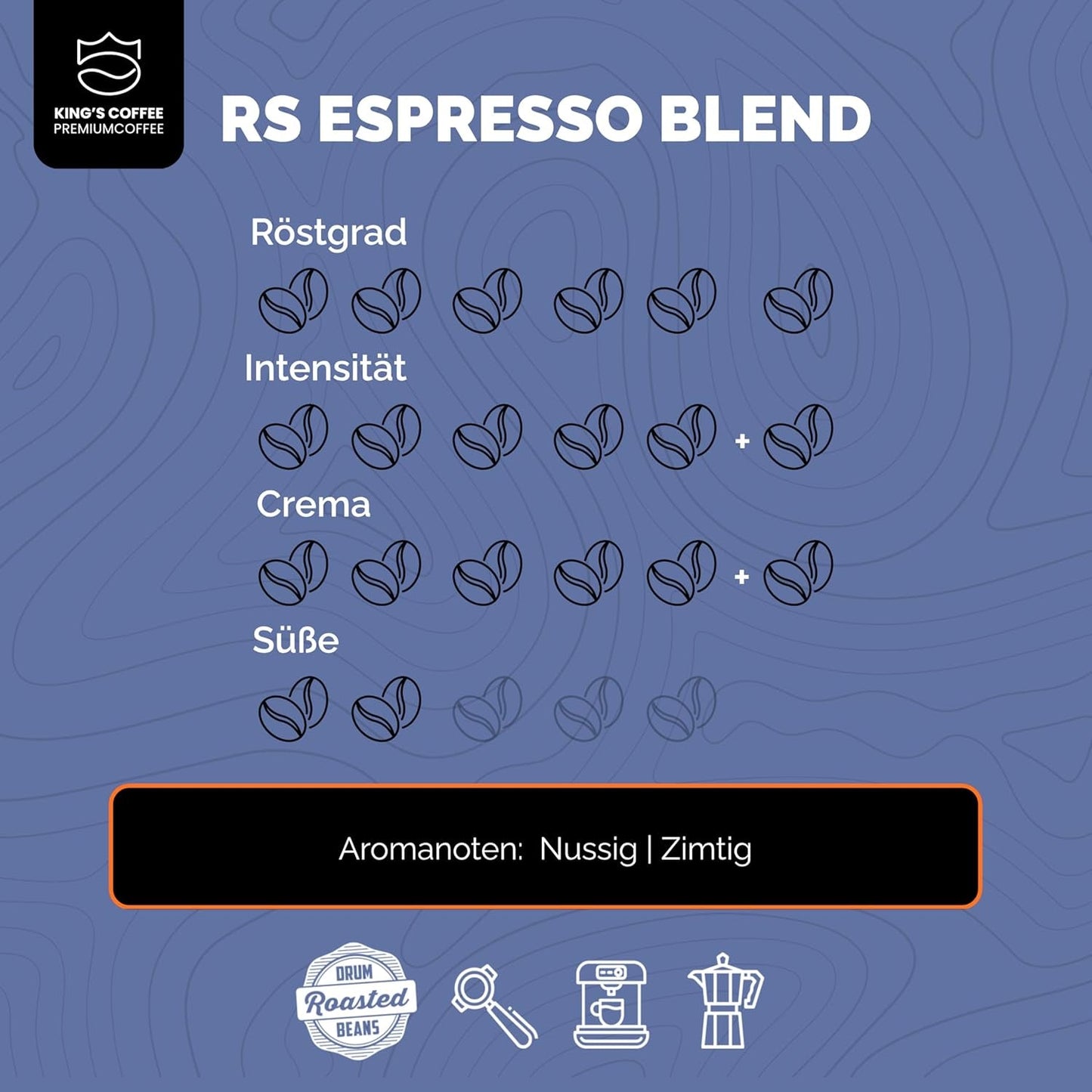 KING'S COFFEE - AMESTEC RS ESPRESSO - 1 kg sterke en aromatische koffiebonen - koffie met een lage zuurgraad - koffie met hele bonen - kleine batchbranding uit Italië - espressobonen voor volautomatische machines en portafiltermachines