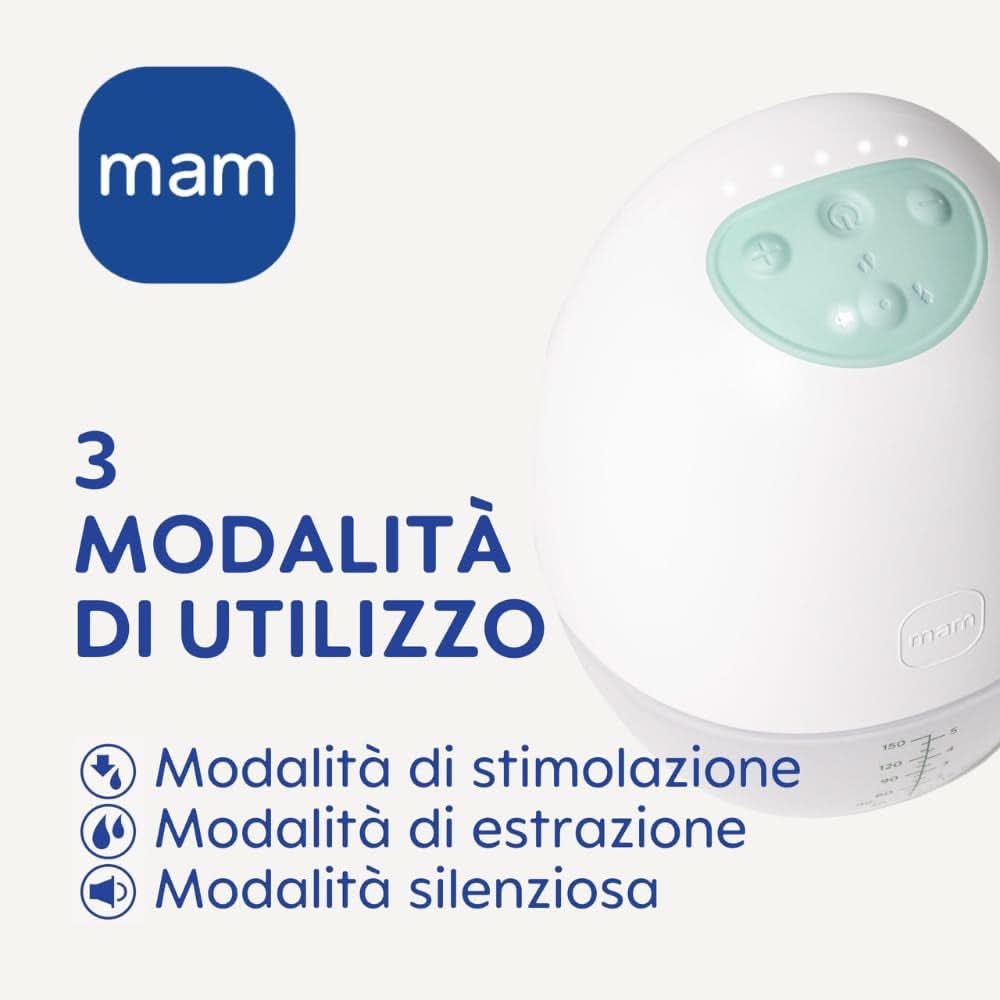MAM Move Draagbare borstkolf met 3 gebruiksmodi en 5 intensiteitsniveaus, huidzachte siliconen behuizing, verstelbaar in 4 maten Accessoires Voeding en borstvoeding Bebe Naty Shop