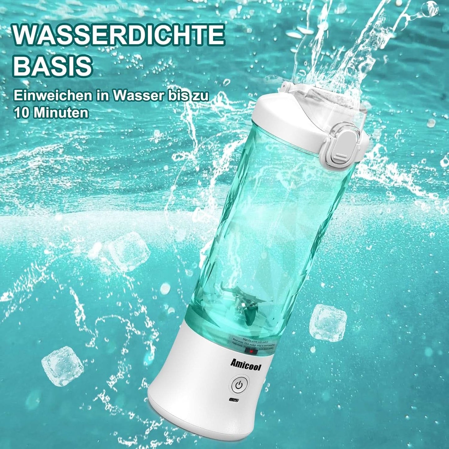 Mixer Smoothie Maker to Go, Mini Standmixer Tragbar Mit 6-Klingen Edelstahl, Enstafer Mit Reisedeckel, USB Draagbare Blender Elektrisch 600Ml Fles, Mixer Shaker Slushy Maker Wasserdichter Bucatarie Naty Shop